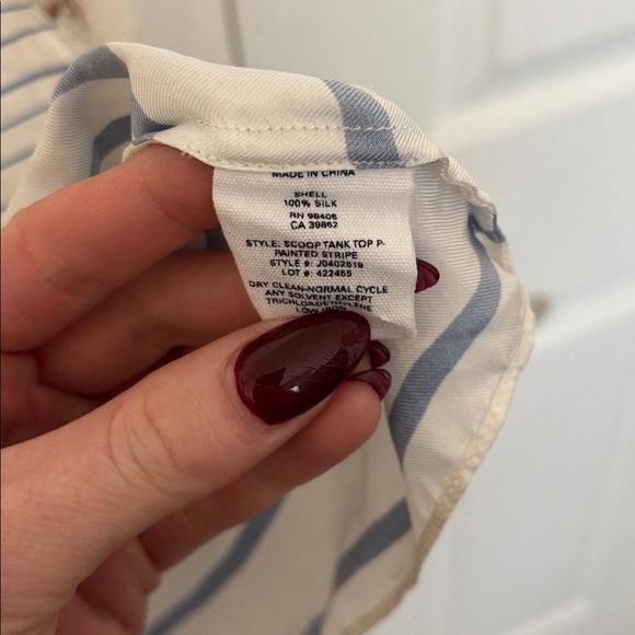 Theory Stripe Silk Tank Top Blue Small 0 - Picture 5 of 6